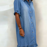 LuciaTM | Dress Shirt Denim with Ruffles