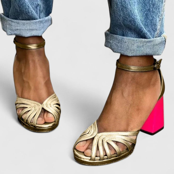 Almudena™ | Sandalia of Heel Gold