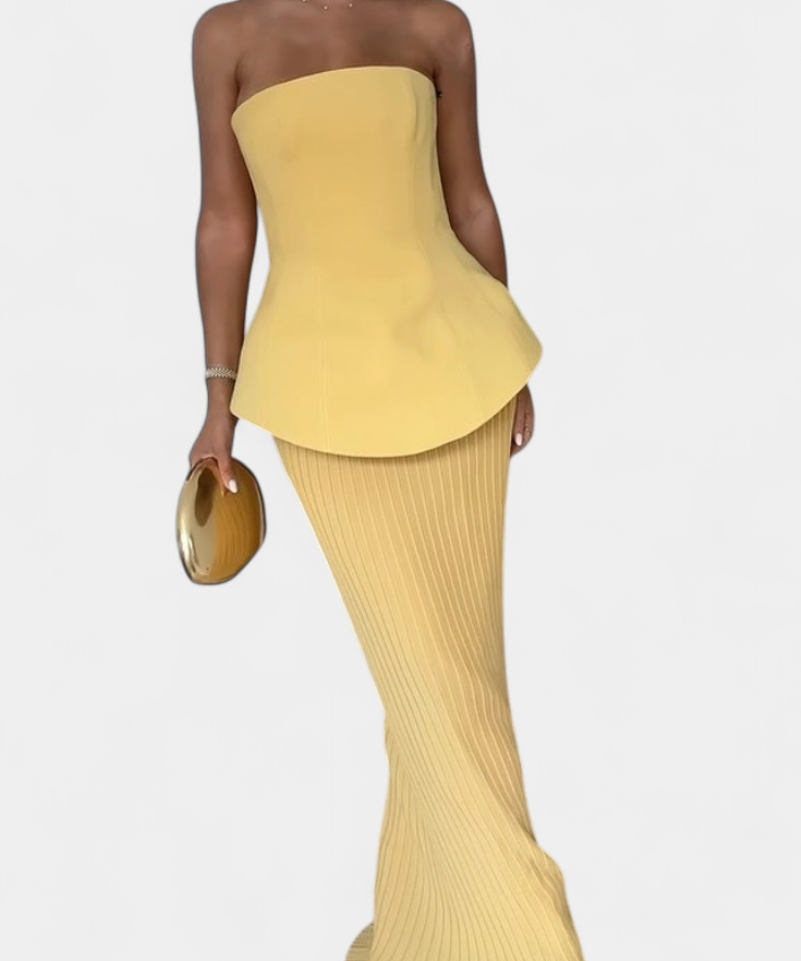 Clarita Two-Piece Set Pleated Strapless