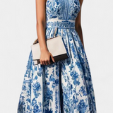 Shante Dress A-Line Print Floral with Neckline Solapa