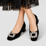 CasimiraTM | Pump of Suede with Broche Joya and Heel Block