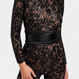 Jimena Mono with Lace with Lentejuelas and Cinturón