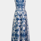 Shante Dress A-Line Print Floral with Neckline Solapa