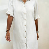 LuciaTM | Dress Shirt Denim with Ruffles