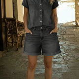 PurificacionTM | Set Denim Shirt and short of Short-Sleeve