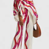 Sybella Two-Piece Set with Off-Shoulder and Wide-Leg Trousers Prints
