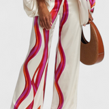 Sybella Two-Piece Set with Off-Shoulder and Wide-Leg Trousers Prints