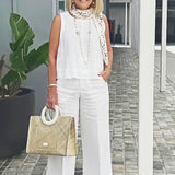 TrinidadTM | Set White Blouse and Trousers Wide