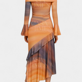Agentha Skirt Long Asymmetric Printed Tie-Dye