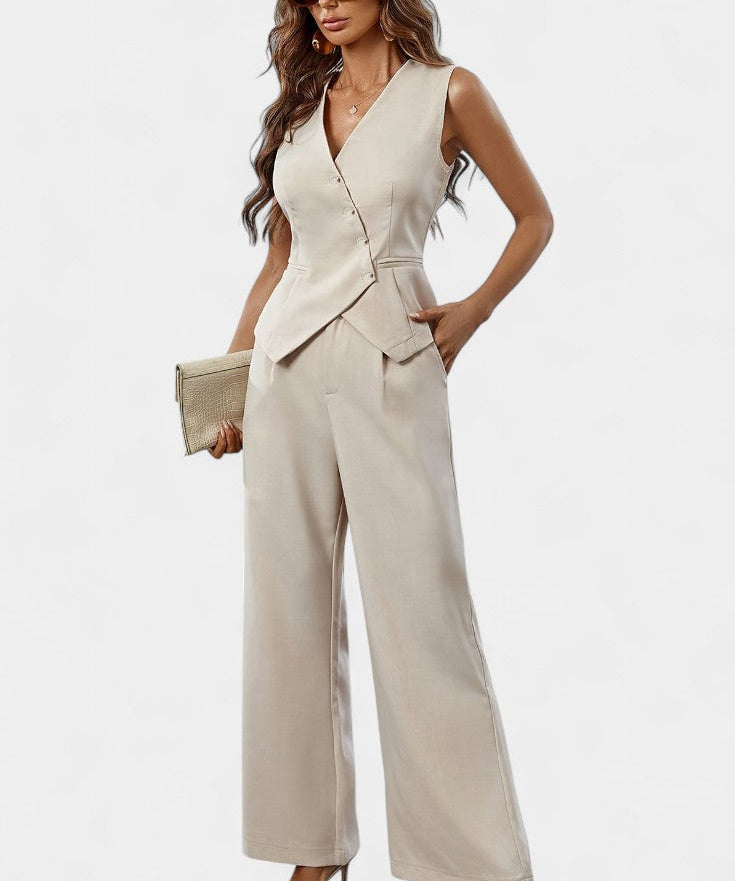 Heskia Set of Vest Sleeveless and Wide-Leg Trousers