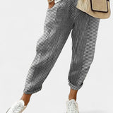 Alba Trousers of Blend of Linen a Stripes