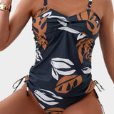 EustaquiaTM | Swimsuit One-Piece tropical with detail of drawstring