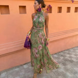 FlorenciaTM | Dress Long Floral with Neckline Low