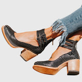 Casilda™ | Botín Vintage of Heel Bloque with Hebillas