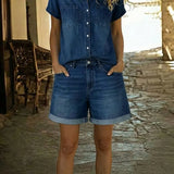 PurificacionTM | Set Denim Shirt and short of Short-Sleeve