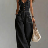 TrinidadTM | Dungarees long Denim Loose of Leg wide