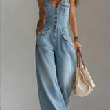 TrinidadTM | Dungarees long Denim Loose of Leg wide
