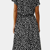 Rovena Dress Midi Polka-Dot with Neckline Shirt and Waist Adjustable