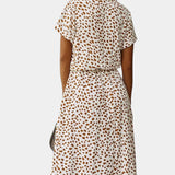 Rovena Dress Midi Polka-Dot with Neckline Shirt and Waist Adjustable