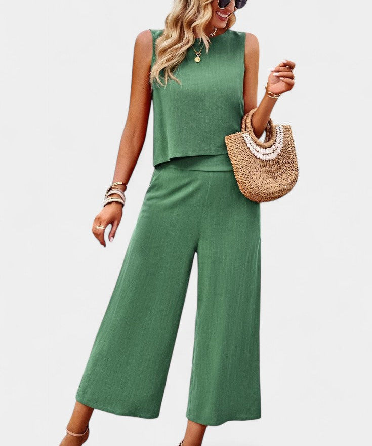 Lavinia Boho Set of Top and Shorts in Linen and Cotton