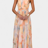 Alaia Dress Printed Watercolor and Neckline Halter