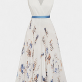Elise Dress Midi Sleeveless Printed Floral and Pleated