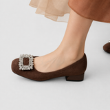 CasimiraTM | Pump of Suede with Broche Joya and Heel Block