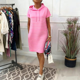 GabrielaTM | Dress Casual with Hood and Stripes of Knit