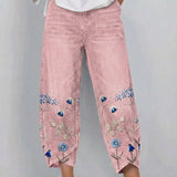 Brígida™ | Trousers Casual with Embroidery Floral