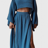 Martha Two-Piece Set with Skirt of Slit High