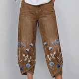 Brígida™ | Trousers Casual with Embroidery Floral