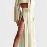 Martha Two-Piece Set with Skirt of Slit High