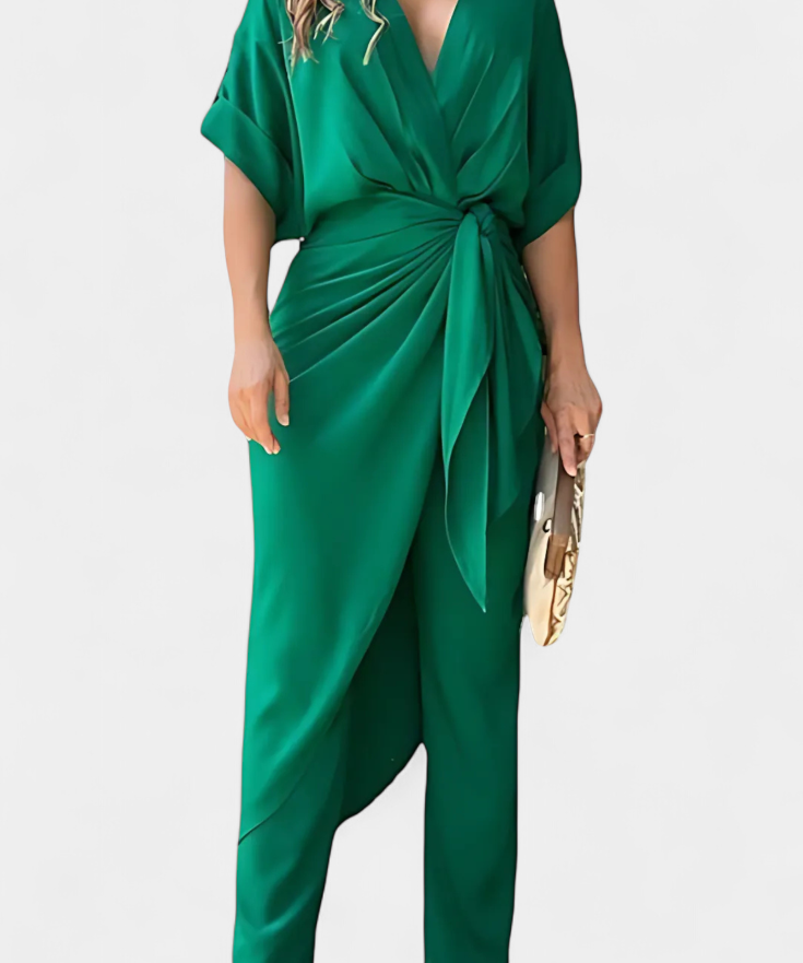 Mayleen Set Cruzado with Tie Frontal and Trousers Recto