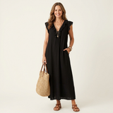 JosefinaTM | Dress in Linen with Ruffle in the Neckline