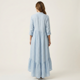 Balbina™ | Dress Long with Neckline Mao and Ruffle Doble