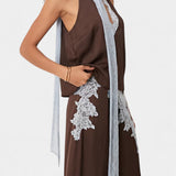 Elvira Set with a Top and Skirt with Paneles with Lace in Contrast
