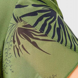 Lupita Dress Midi of Chiffon Green with Cut in A