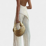 Pilarica Pleated Set with Top Asymmetric Halter and Trousers Flowy