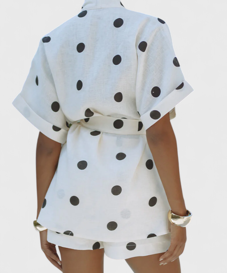 Avila Set of Kimono with Nudo and Shorts with Polka dots