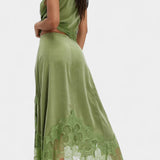 Coralena Skirt Set Midi with Lace with Hem Asymmetric