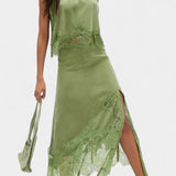 Coralena Skirt Set Midi with Lace with Hem Asymmetric