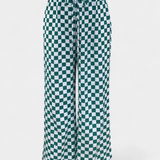Hilaria Wide-Leg Trousers Printed a Checks