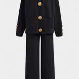 Aireen Set of Punto with Cárdigan and Wide-Leg Trousers