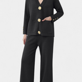 Aireen Set of Punto with Cárdigan and Wide-Leg Trousers