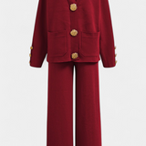 Aireen Set of Punto with Cárdigan and Wide-Leg Trousers