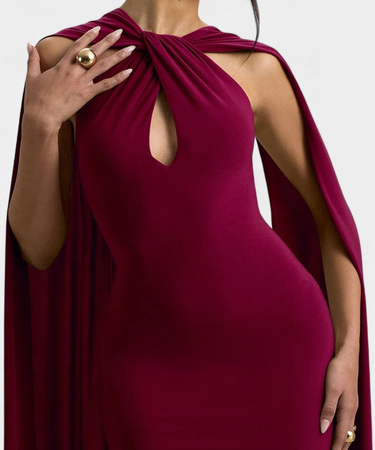 Faffienia Dress Maxi with halter neckline and Cut in Shape of Llave