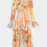 Agentha Skirt Long Asymmetric Printed Tie-Dye
