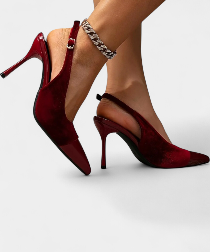 Candice Heels Stiletto of Velvet with Patchwork