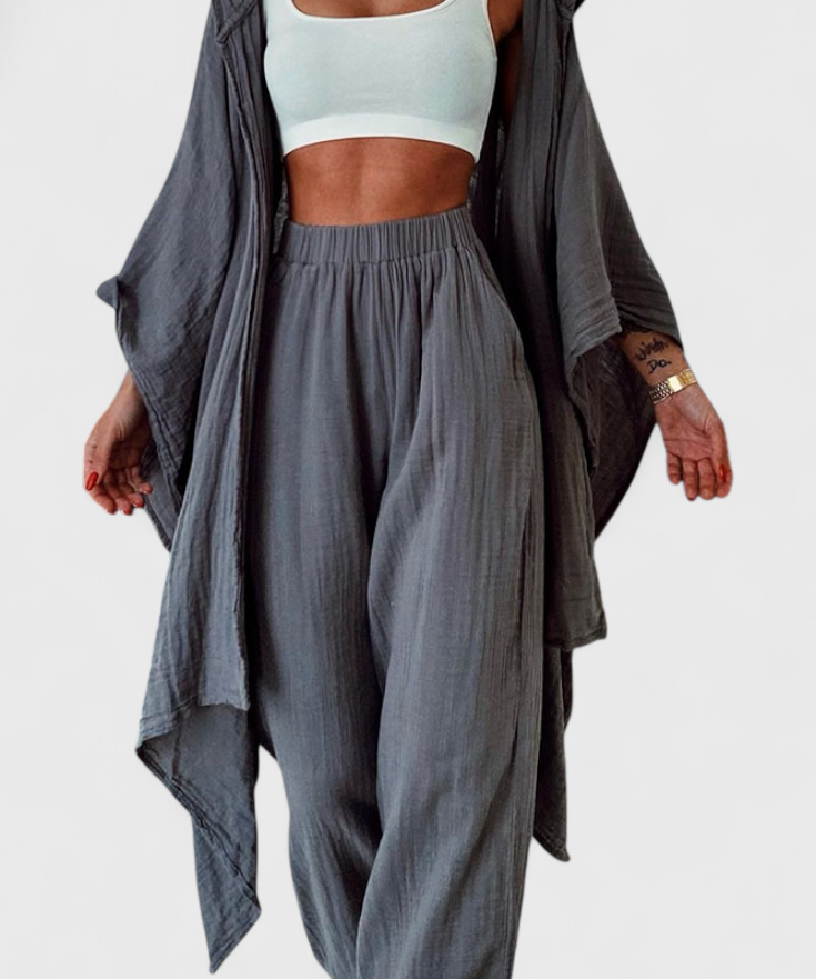 Henley Set Casual of two-piece with Cárdigan