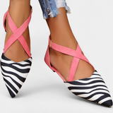 Fenna Bailarinas Printed of Cebra and Straps Cruzadas